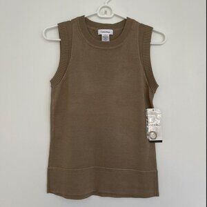Vintage Calvin Klein 100% Silk Knit Khaki Tank Top